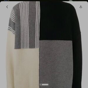 Jil Sander Black, Gray, and Cream Crewneck Sweater